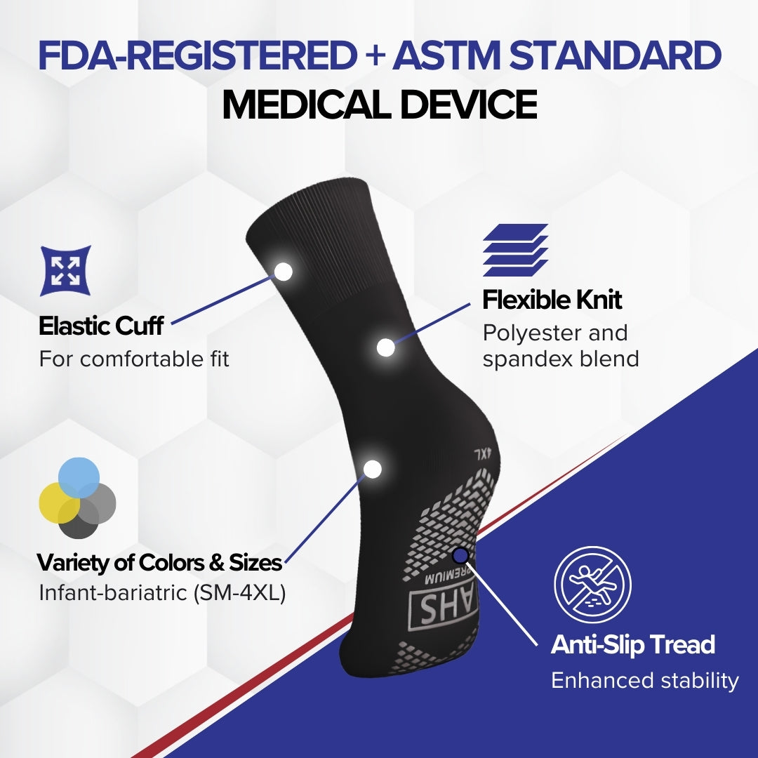Black Anti-Slip Grip Socks | American Hospital Supply