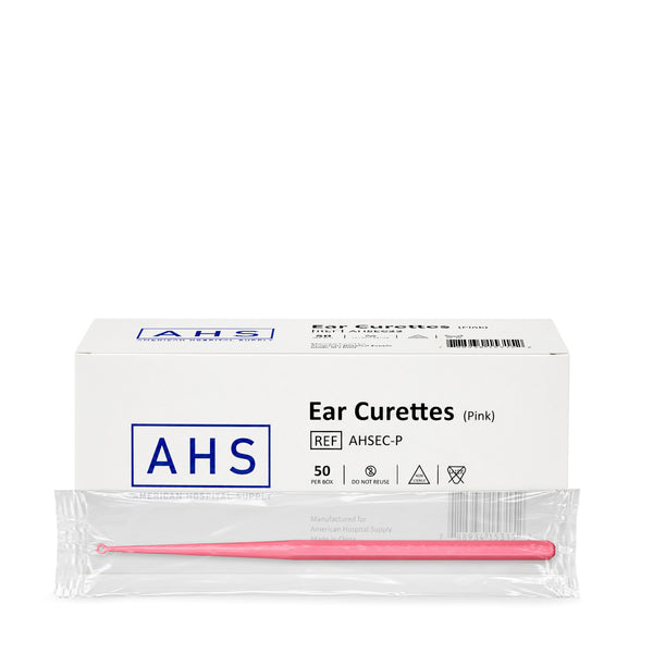 American Hospital Supply Disposable Ear Curette, Children's Pink 3 mm Round Tip, 50 ea/bx