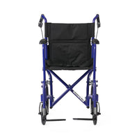Load image into Gallery viewer, Medline Basic Aluminum Transport Chair with 12" Wheels, Fixed Full-Length Arms and Swing-Away Footrests, Blue
