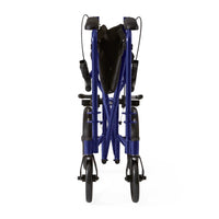 Load image into Gallery viewer, Medline Basic Aluminum Transport Chair with 12" Wheels, Fixed Full-Length Arms and Swing-Away Footrests, Blue

