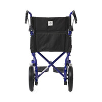 Load image into Gallery viewer, Medline Basic Aluminum Transport Chair with 12" Wheels, Fixed Full-Length Arms and Swing-Away Footrests, Blue
