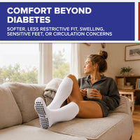 Load image into Gallery viewer, American Hospital Supply Diabetic Knee-High Socks with Non-Slip Grips, Soft Non-Binding Comfort Fit - American Hospital Supply
