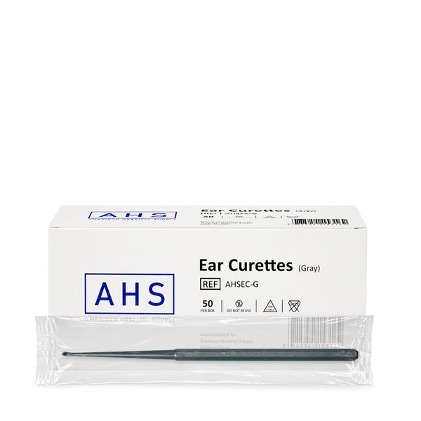 American Hospital Supply Disposable Ear Curette, Gray, 2 mm Infant Spoon Tip, 50 ea/bx - American Hospital Supply