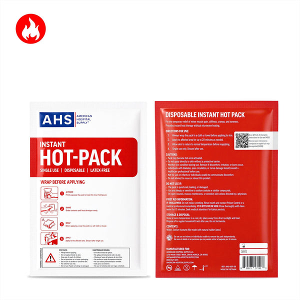 American Hospital Supply Disposable Instant Hot Pack, Flexible Heat Therapy for Pain Relief, 6x9in - American Hospital Supply