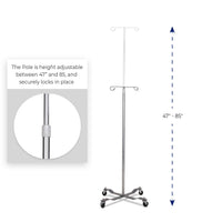 Load image into Gallery viewer, American Hospital Supply | Portable IV Pole - 1 with 2 Hooks - American Hospital Supply
