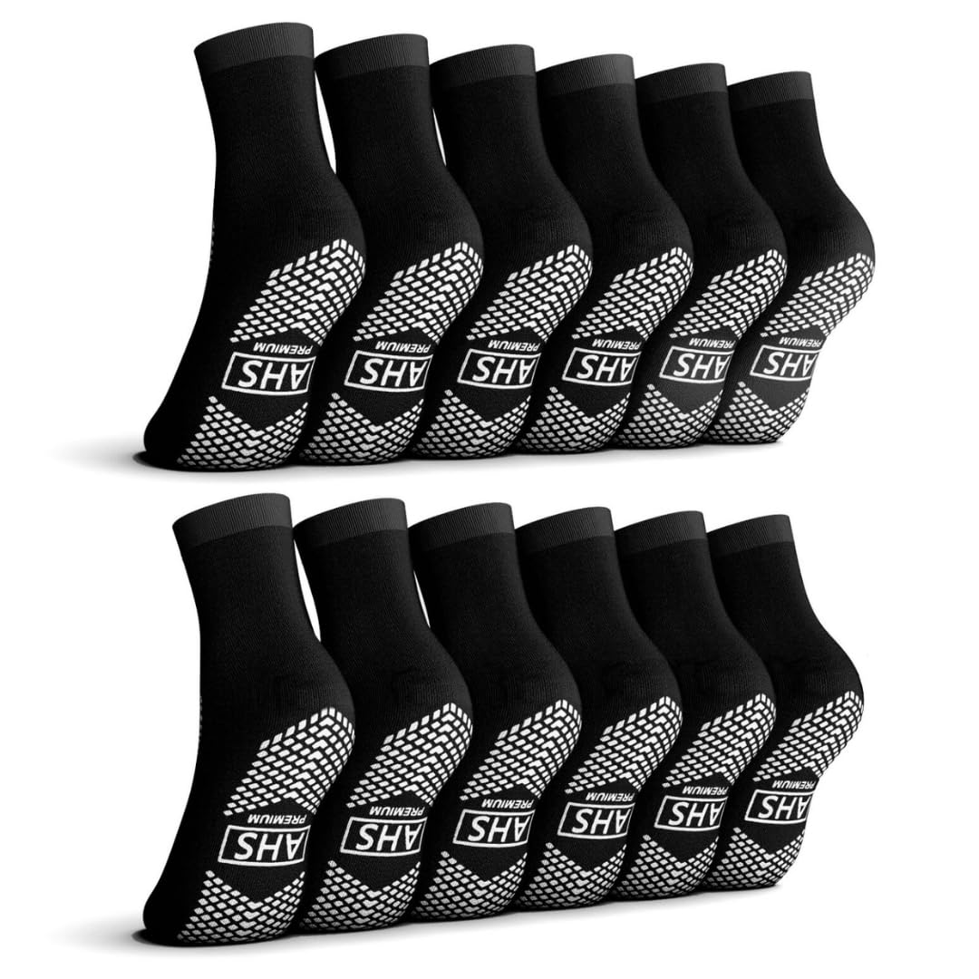 American Hospital Supply Premium Anti - Slip Socks | Black Grip Socks - American Hospital Supply