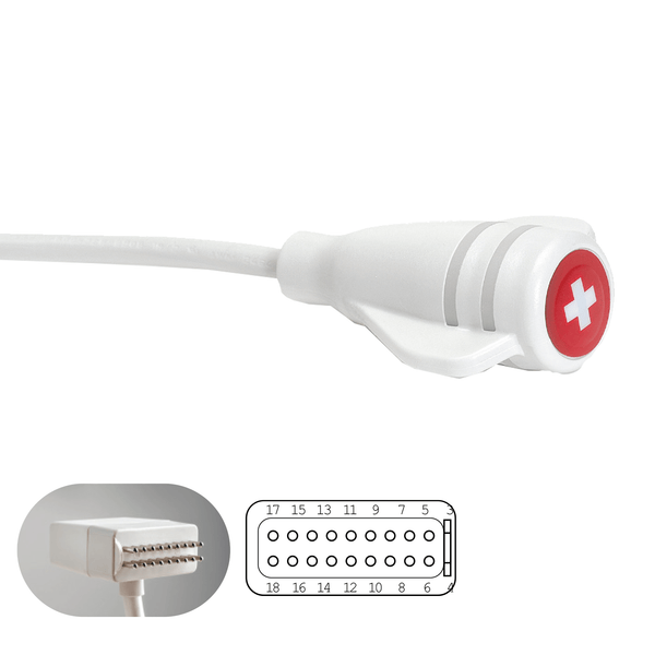 CleanCall Call Cord for Ascom Telligence and Dukane ProCare 6000, 18 - pin DIN, white, 8' - American Hospital Supply