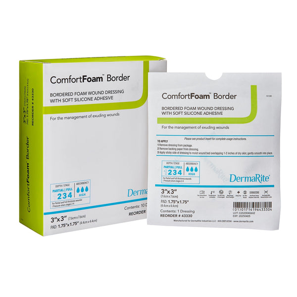 ComfortFoam™ Border Silicone Adhesive with Border Silicone Foam Dressing - American Hospital Supply