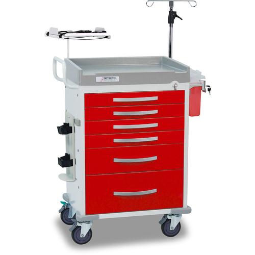 Detecto Loaded Rescue Series ER Medical Cart - 6 Red Drawers - American Hospital Supply