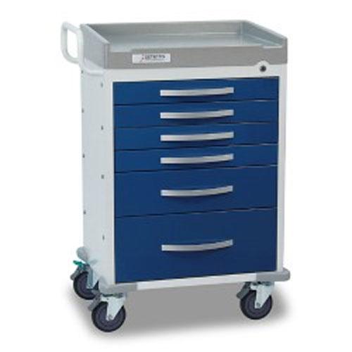 Detecto Rescue Series Anesthesiology Medical Cart, Blue - 5 Drawers - American Hospital Supply