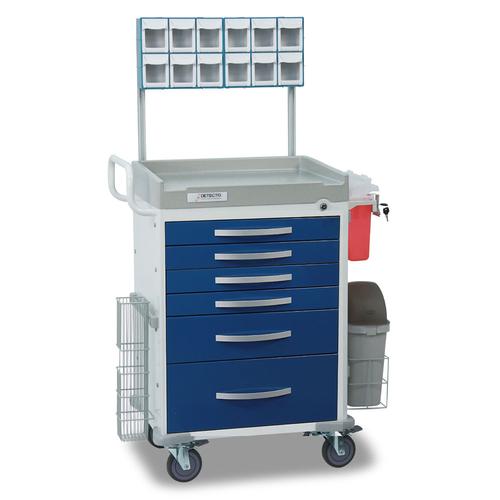 Detecto Rescue Series Loaded Anesthesiology Medical Cart - 6 Blue Drawers - American Hospital Supply