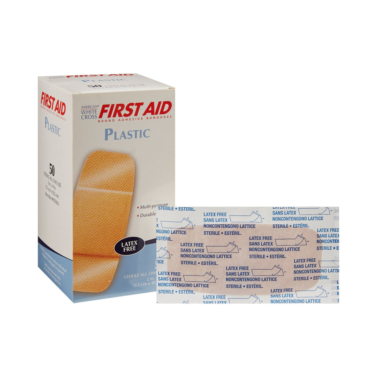 Dukal American White Cross Plastic Rectangle Adhesive Strip - American Hospital Supply