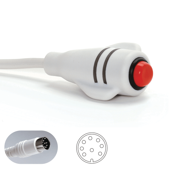 DuraCall Call Cord for Rauland Responder III+, IV, 4000, 8 - pin DIN, white - American Hospital Supply