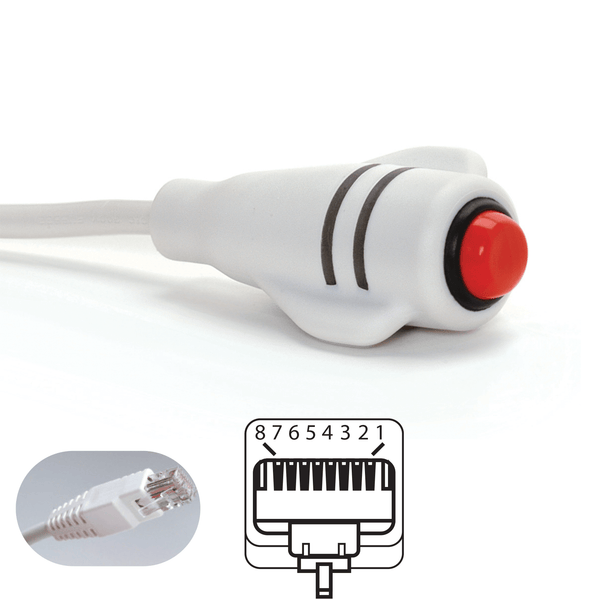 DuraCall Call Cord for Simplex, TekTone, Critical Alert, RJ45 8 - pin, white - American Hospital Supply
