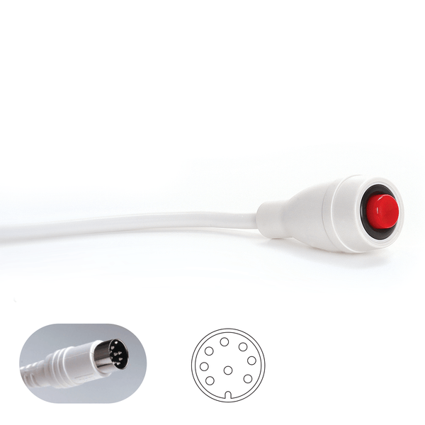 EconoCall Call Cord for Rauland Responder III+, IV, 4000, 8 - pin DIN, white - American Hospital Supply