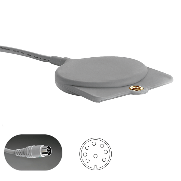 GeriCall Call Cord for Jeron Pro - Alert 640 and Provider 680, 8 - pin DIN, grey - American Hospital Supply