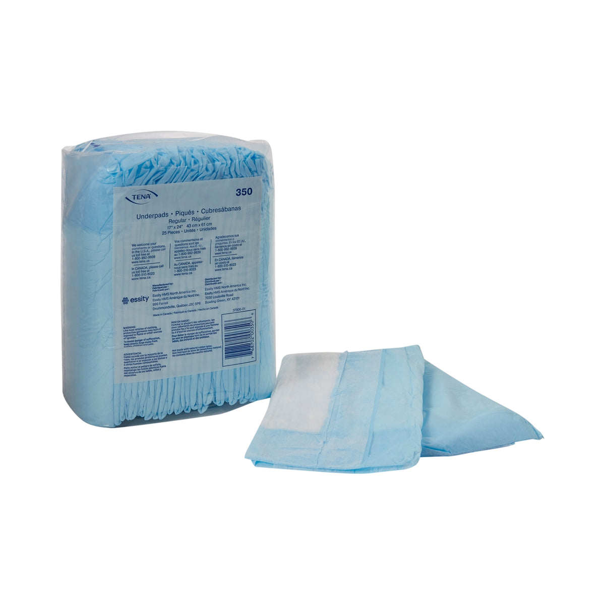TENA Regular Light Absorbency, Latex-Free Disposable Underpads, Blue