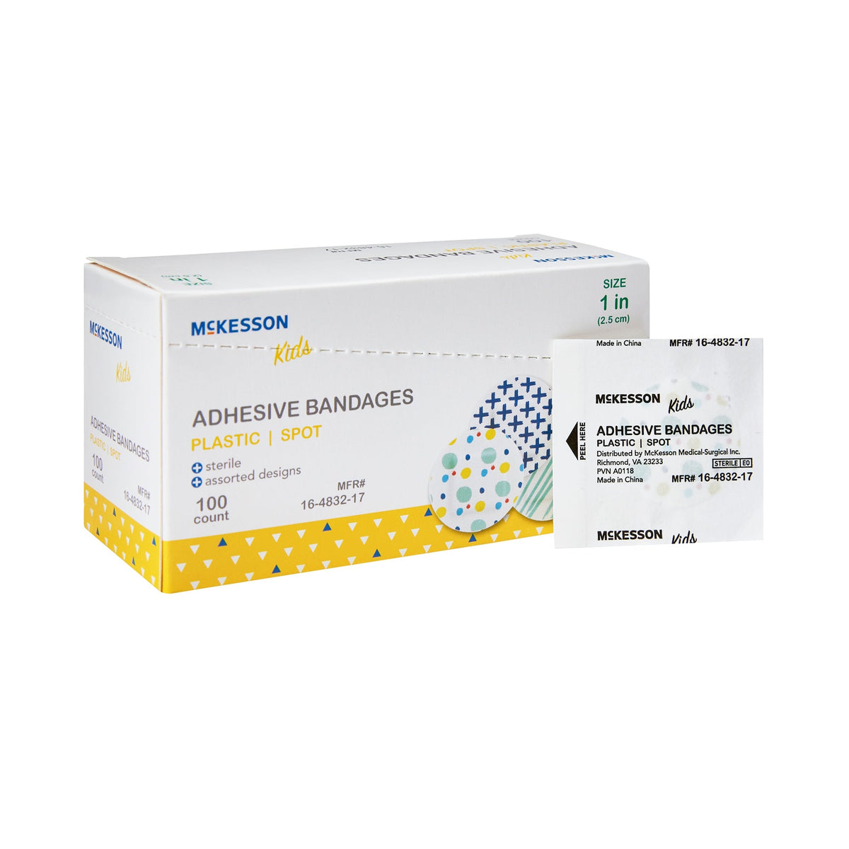 McKesson Kids™ Round Kid Design (Assorted Prints) Adhesive Spot Bandage, 1 Inch - American Hospital Supply