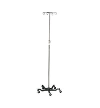 Load image into Gallery viewer, Medline Aluminum Five Leg IV Pole 4 Hooks, Heavy-Duty Base, 48" to 80" H - American Hospital Supply
