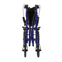 Load image into Gallery viewer, Medline Basic Aluminum Transport Chair with 12" Wheels, Fixed Full-Length Arms and Swing-Away Footrests, Blue - American Hospital Supply
