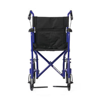 Load image into Gallery viewer, Medline Basic Aluminum Transport Chair with 12" Wheels, Fixed Full-Length Arms and Swing-Away Footrests, Blue - American Hospital Supply
