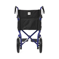 Load image into Gallery viewer, Medline Basic Aluminum Transport Chair with 12" Wheels, Fixed Full-Length Arms and Swing-Away Footrests, Blue - American Hospital Supply
