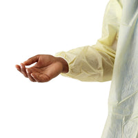 Load image into Gallery viewer, Medline Classic Cover Spunbond Polypropylene Gowns with Waist and Neck Ties, Yellow, Size XL - American Hospital Supply
