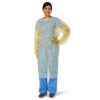 Load image into Gallery viewer, Medline Classic Cover Spunbond Polypropylene Gowns with Waist and Neck Ties, Yellow, Size XL - American Hospital Supply
