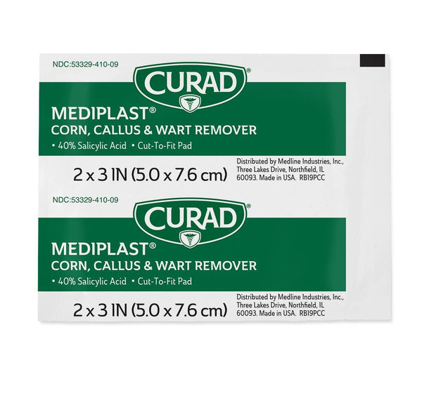 Medline Curad Mediplast Corn, Callus and Wart Remover Pads, 2" x 3" - American Hospital Supply