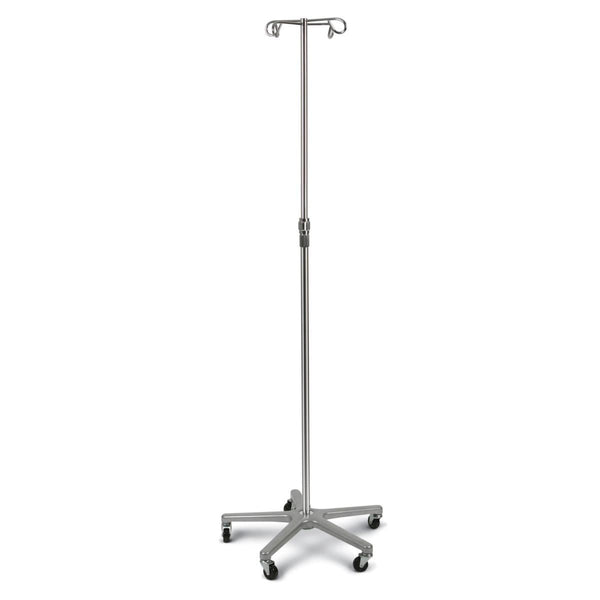 Medline Deluxe Aluminum 5-Leg IV Pole, 4 Hooks, 47"-82" H - American Hospital Supply