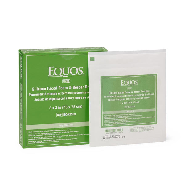 Medline EQUOS 5 - Layer Square Foam Wound Dressings with Silicone Adhesive - American Hospital Supply