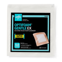 Load image into Gallery viewer, Medline Optifoam Gentle EX Bordered Foam Dressing in Educational Packaging, 6" x 6" - American Hospital Supply
