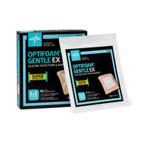 Load image into Gallery viewer, Medline Optifoam Gentle EX Bordered Foam Dressing in Educational Packaging, 6" x 6" - American Hospital Supply
