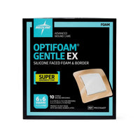Load image into Gallery viewer, Medline Optifoam Gentle EX Bordered Foam Dressing in Educational Packaging, 6" x 6" - American Hospital Supply
