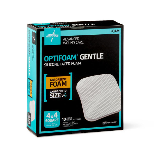 Medline Optifoam Gentle Silicone - Faced Foam Dressing, 4" x 4" - American Hospital Supply