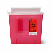 Load image into Gallery viewer, Medline Patient Room Sharps Container with Counter-Balance Lid, Translucent Red, 5 qt - American Hospital Supply
