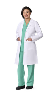 Load image into Gallery viewer, Medline Propel Lab Coat, Full Length, Women's, White, Small - American Hospital Supply
