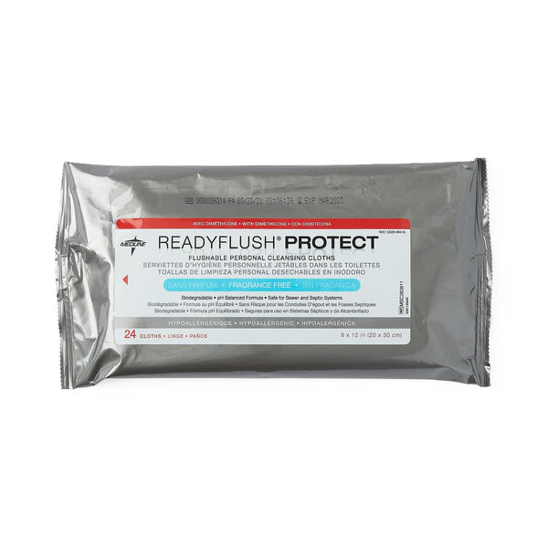 Medline ReadyFlush Protect Flushable Personal Cleansing Wipes with Dimethicone - American Hospital Supply