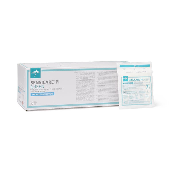 Medline SensiCare PI Green Powder-Free Surgical Gloves, Size 7.5 - American Hospital Supply