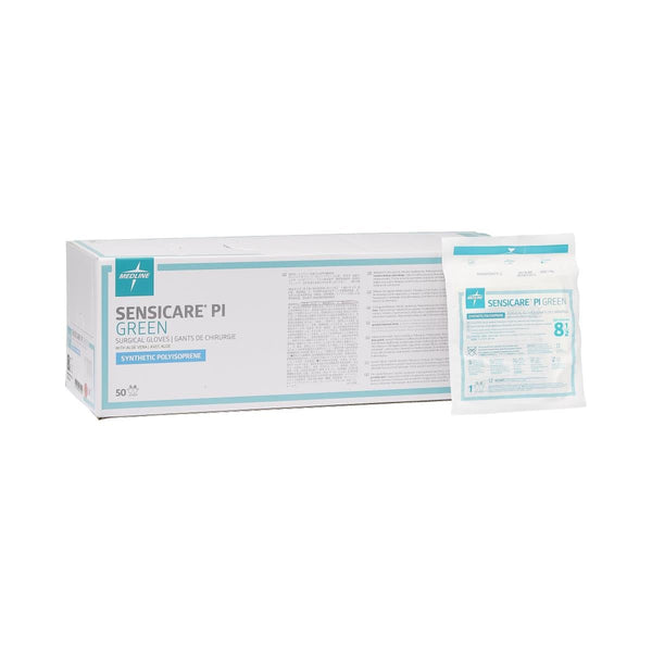 Medline SensiCare PI Green Powder-Free Surgical Gloves, Size 8.5 - American Hospital Supply
