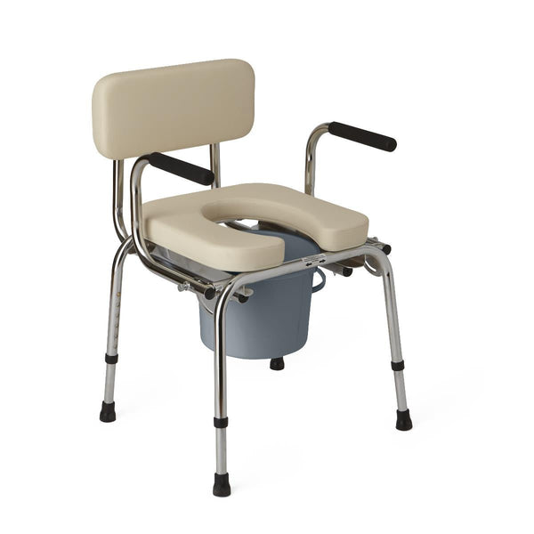Medline Steel Padded Drop-Arm Commode, 350 lb. Weight Capacity - American Hospital Supply