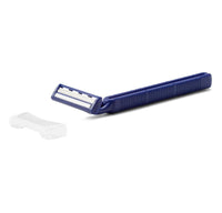 Load image into Gallery viewer, Medline Twin-Blade Disposable Facial Razor with Lubrication Strip, Navy Blue - American Hospital Supply
