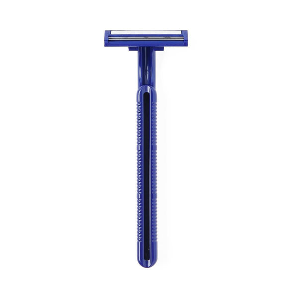 Medline Twin-Blade Disposable Facial Razor with Lubrication Strip, Navy Blue - American Hospital Supply