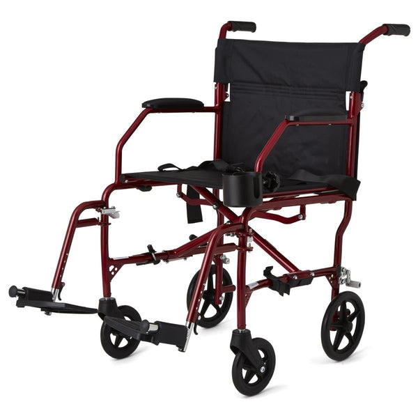 Medline Ultralight Transport Chair, Red - American Hospital Supply