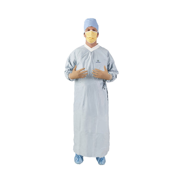 O&M Halyard Inc Surgical Gown with Towel Aero Chrome X - Large Silver Sterile - American Hospital Supply