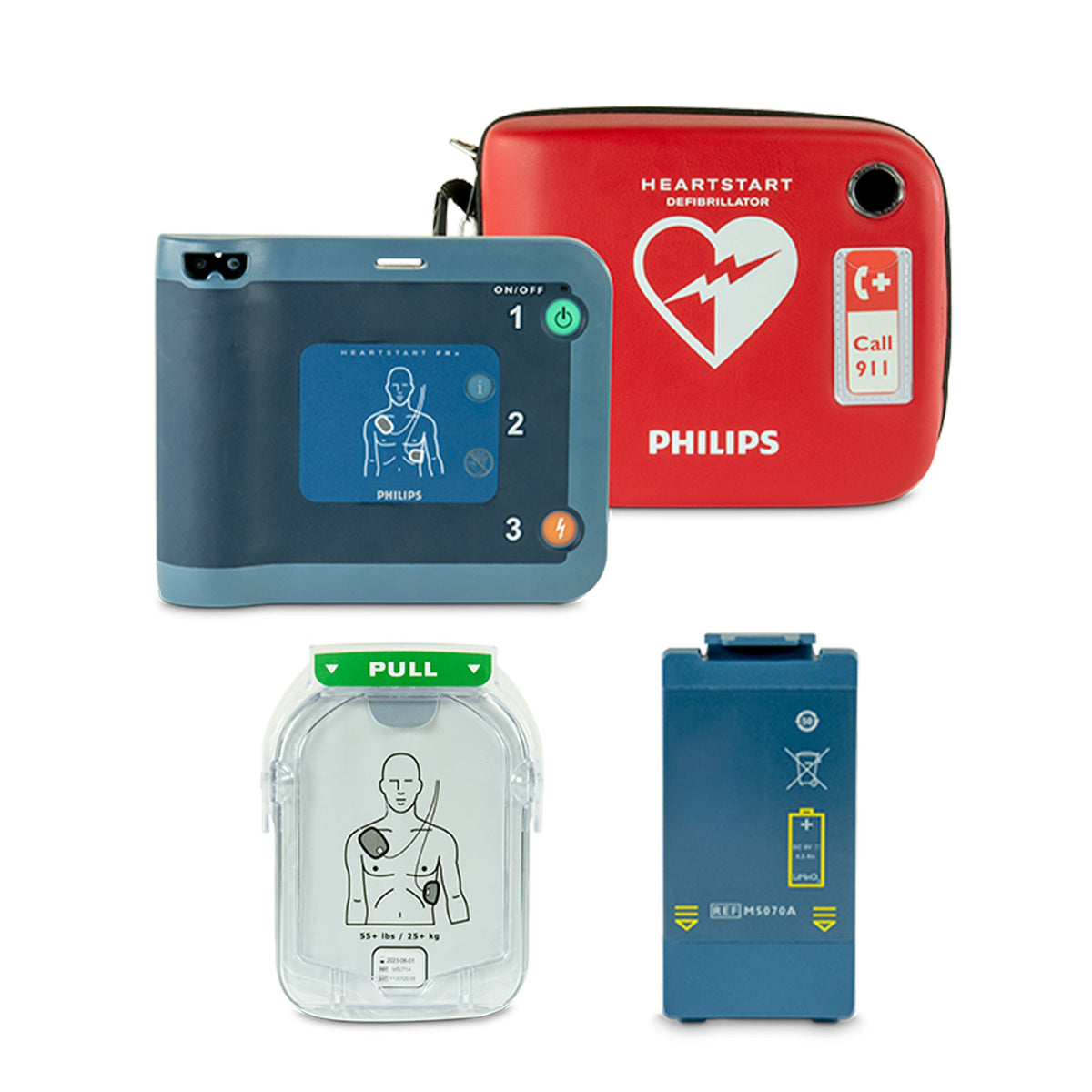 Philips Heartstart FRX Semi - Automatic Defibrillator Unit with Electrode Pads and Carry Case - American Hospital Supply