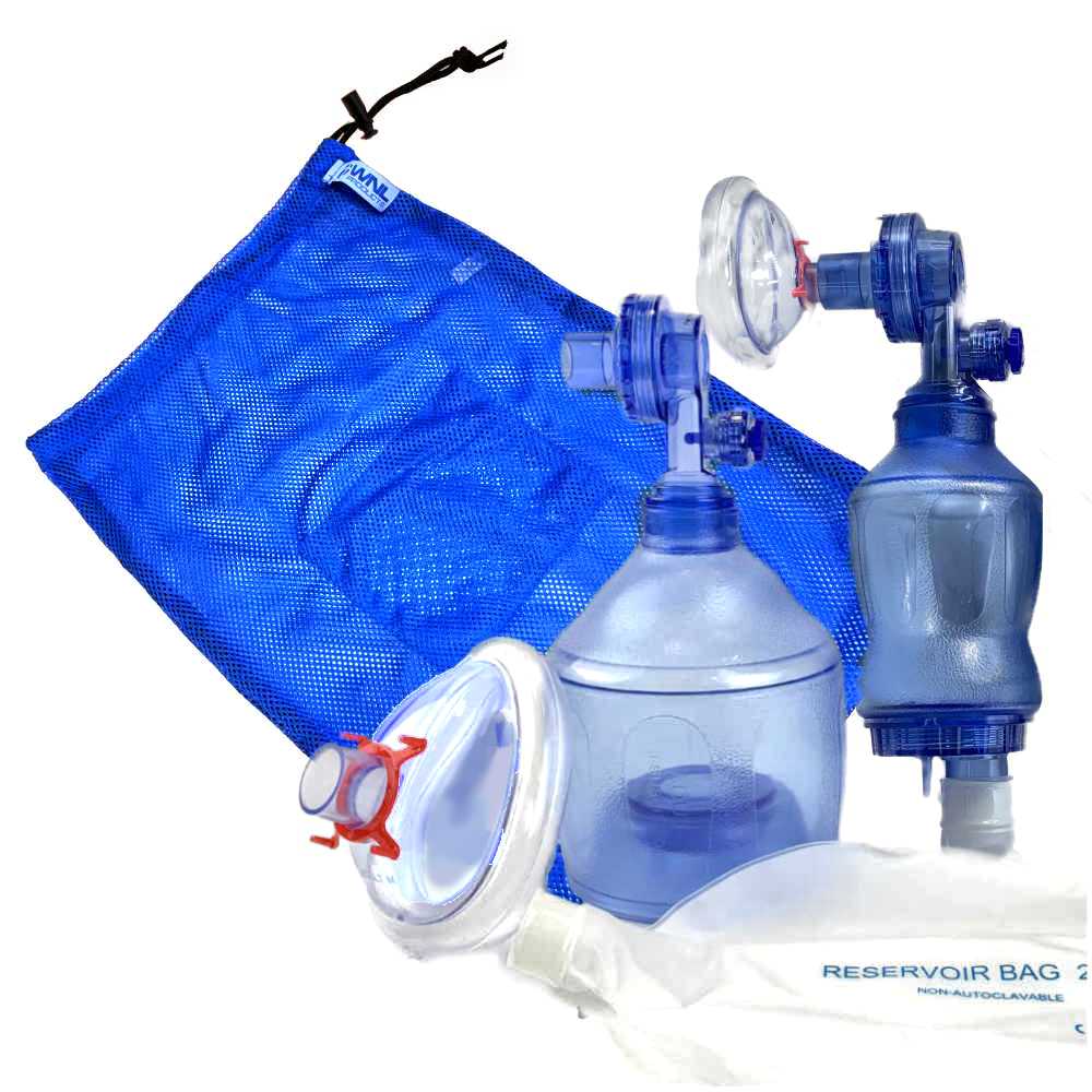 thumbnail image 2 of CPR Training Mask Kit - 4 Pack BVM Practi-Mask With Bag Valve & Reservoir 2 of 5