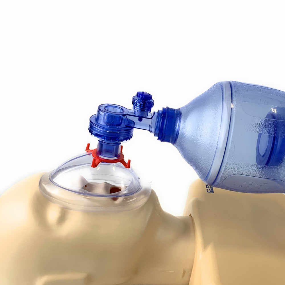 thumbnail interactive-video image 1 of CPR Training Mask Kit - 4 Pack BVM Practi-Mask With Bag Valve & Reservoir 1 of 5