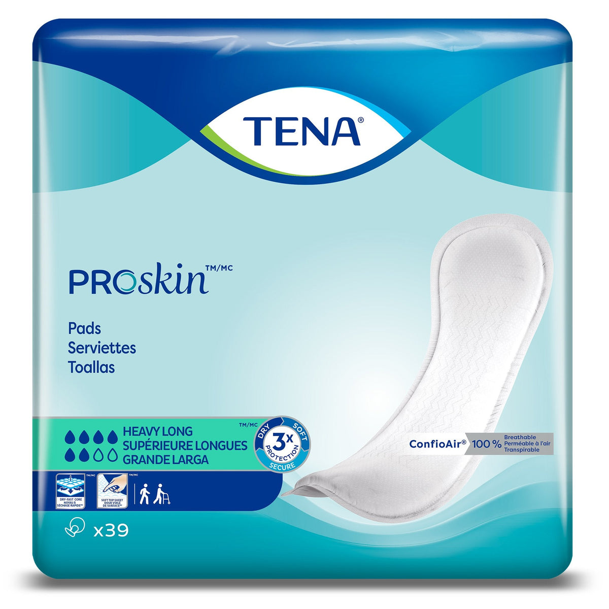 TENA Bladder Control Pads, Heavy Absorbency, Dry - Fast Core, One Size Fits Most, Unisex, 15 Inch Length - American Hospital Supply