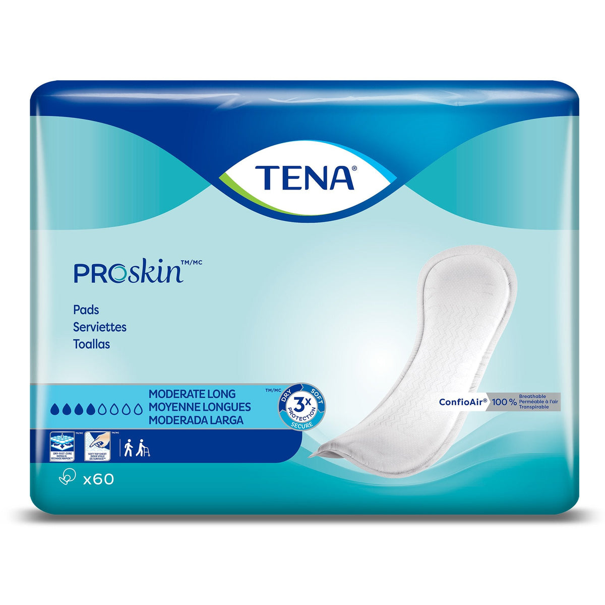 TENA Bladder Control Pads, Moderate Absorbency, Long, 12 Inch, Unisex, White - American Hospital Supply